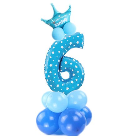 Ballongset Siffra Stående Blå "0-9" Siffra 6 - Partyninja.se