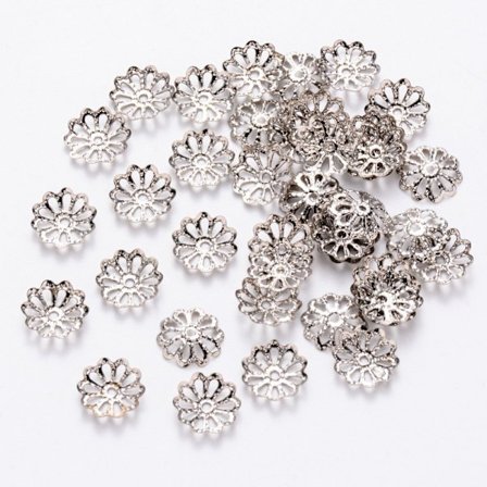 100 st. Nickelfria Platinapläterade pärlhattar Ø 9 mm.