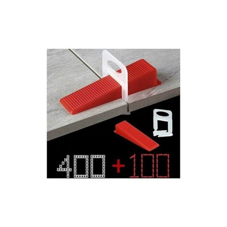 Hjälpmedel för läggning av kakel, 400 clips, 100 återanvändbara distanser för läggning av kakel