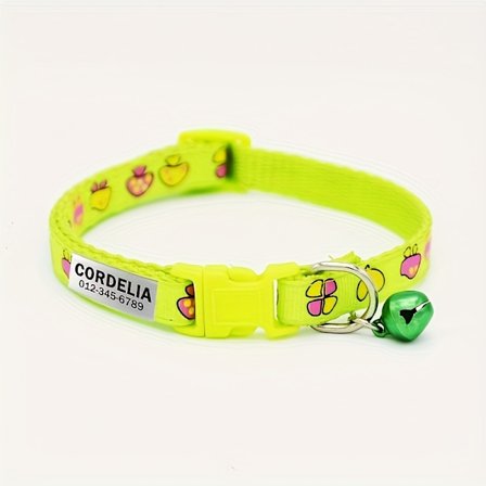 1 stk. Personlig soppeklokkehalsbånd for katter og hunder, egnet for små kjæledyr med ID-navn og kontaktinformasjon, anti-tapt, gratis gravering[D]