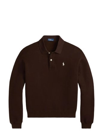 Polo-Collar Fleece Pullover Brown Polo Ralph Lauren
