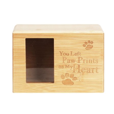 Ekologinen puinen lemmikkituhka-astia valokuvakehyksellä koirille ja kissoille - Muista rakastettua lemmikkiäsi(puu)
