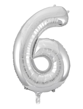Joker | Foil Balloon Number 6 Silver 86 Cm | 86 cm