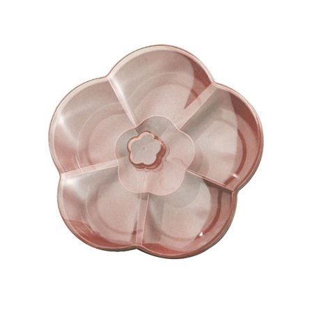 Snacksförvaringslåda med 6 fack, blomformad, serveringsbricka för nötter och godis med lock RQY