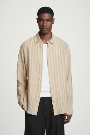 COS Men's Relaxed Linen Shirt in Orange