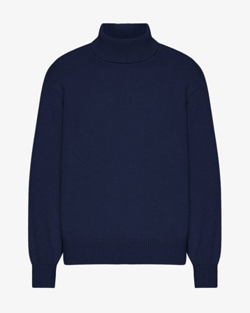 Merino Wool Turtleneck - Marine Blue M