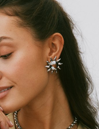 Edblad Sun Studs L - Silver - ONE SIZE