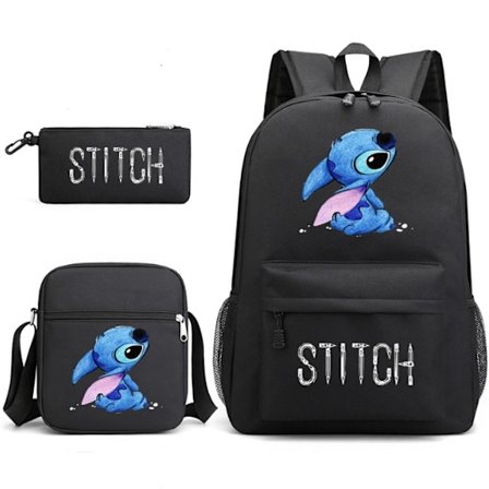 Lilo Stitch Rygsæk Tredelt Sæt Skoletaske - Sort