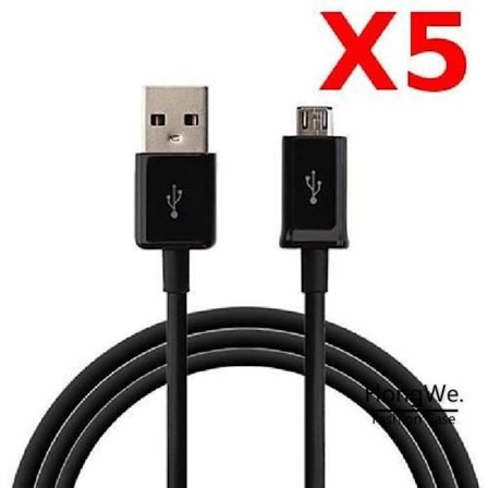 5X Micro USB Synchro-kabel & Charge White för Samsung J3 - J5 - J7 2015-2016-2017 Black PACK X5 Färg: