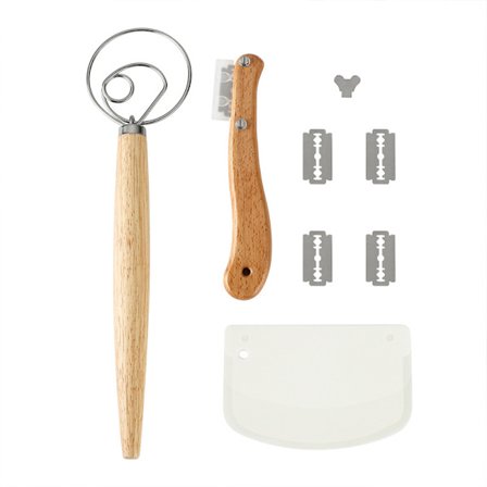 Brödbakningsverktyg set böjd brödkniv mjölspiralblandare mjölskrapa set