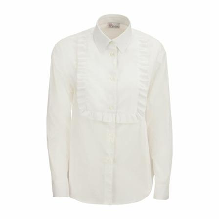 RED Valentino, Long-sleeved Shirt with Ruches Biały, Kobieta, Rozmiar: S