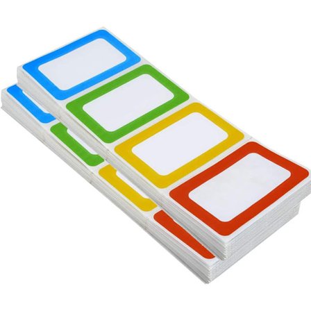 400 stk. farverige navneskilte med kant - 8,9 x 5,7 cm tomme etiketter til arrangementer, konferencer, fester og klasserumsorganisering -