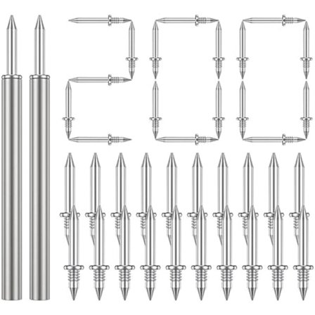 200 stk dobbelthodede sømløse spiker for fotlister, sporløse antirust fotlisttrådskruesett med 2 skaft, med spiker