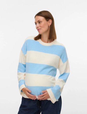 Mamalicious Mlmonia Vita L/S Knit Top 2F - Cream - M