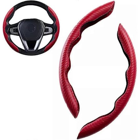 Auton ohjauspyörän suojus, universaali hiilikuituinen liukueste auton pyörän suojus mukava ohjauspyörän suojus lisävarusteet punainen