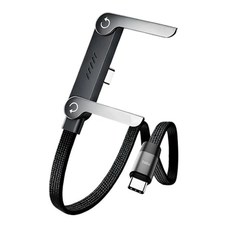 2-i-1 Usynligt Stå-ladekabel, Multi-opladerkabel med Type C Multi-vinkel Justerbart Stativ, 240W Hurtig Opladning