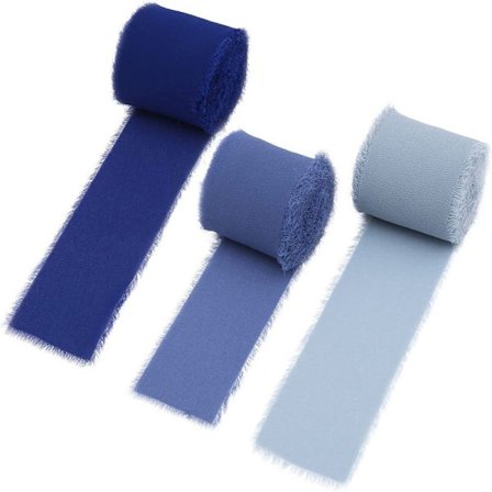 3 stk Chiffonbånd Frynsebånd BLÅ 3 3