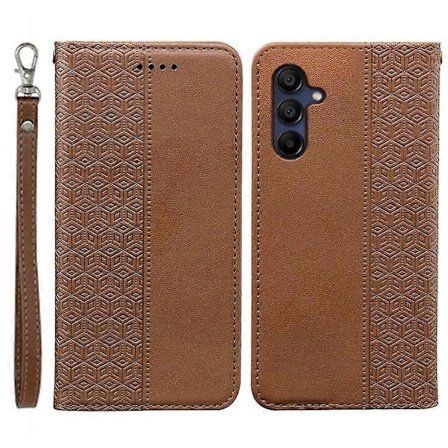 Kompatibel for Samsung Galaxy A26 5G Lommebok Telefondeksel Sterk Magnetisk Rutete Mønster Preging Lær Flip Cover