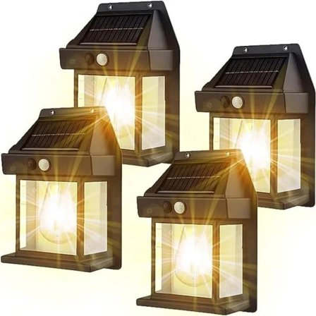 Bästa kvalitet 4 delar Utomhus Solar Vägg Lampa Vattentät Tungsten Filament Lampa Induktion Lampa Hushåll Trädgård Vägg Ljus