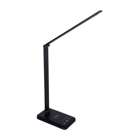 LED skrivebordslampe, dimbar bordlampe, støtter mobiltelefon trådløs lading, berøringskontroll øyevern, med USB-port/timerfunksjon brettbar