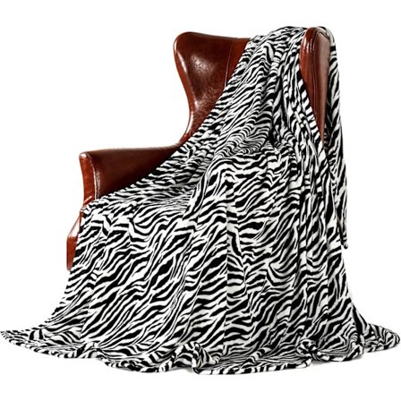(130 x 160 cm, Zebra) Oversized Fargerikt Mykt Fleece Kastteppe