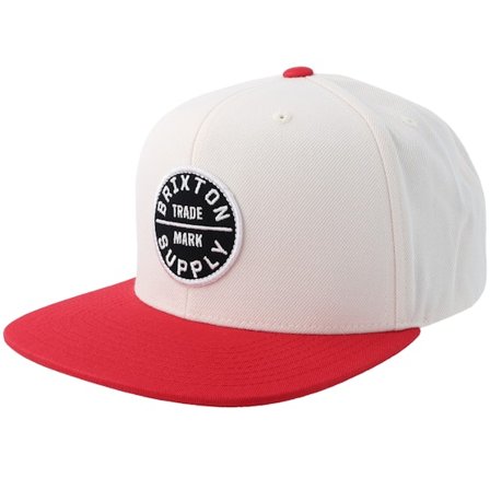 Brixton - White snapback Czapka Z Daszkiem - Oath III White/Red Snapback @ Hatstore