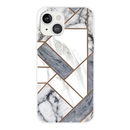 Marble design iPhone 14 Plus kotelot - Harmaa / Valkoinen Marmori Laatta