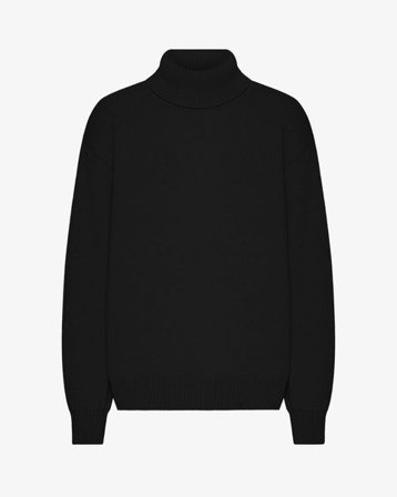Merino Wool Turtleneck - Deep Black