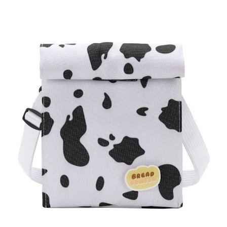 Sød ko-print lærred crossbody taske lille mobiltelefon taske skulder