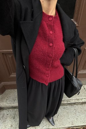 NA-KD Knitted Wool Blend Cardigan - Cardigans - Rød - S (EU 34-36)