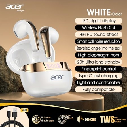 [Aito Acer-tuotemerkki] TWS langattomat kuulokkeet, Hi-Fi teräväpiirto dekoodaus