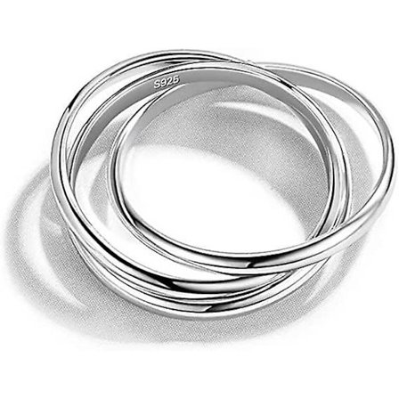 925 Silver Ring - Trippelring för kvinnor, storlek 7