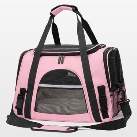 (Pink) Transporttaske til hunde og katte med plys måtte - Oxford stof - 43x25x28cm - Pink