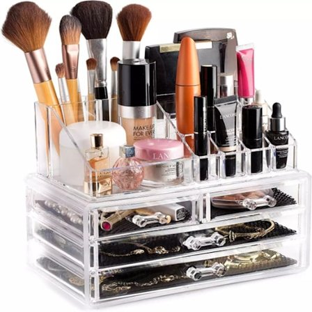 Makeup Organizer i akryl med 4 skuffer - Sminkestativ