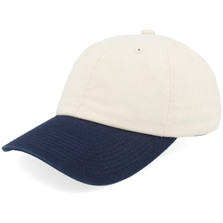 Equip - Beige unconstructed Cap - Kids Stone/Navy Brim Washed Dad Cap / Unconstructed @ Hatstore