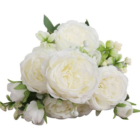 3 buketter med 5 hoder kunstige persiske roser bryllup håndbundet roseblomsterbukett stue hjemmedekorasjon hvit