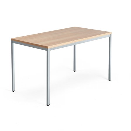 Tisch QBUS, 1400 x 800 mm, Silber/Eiche