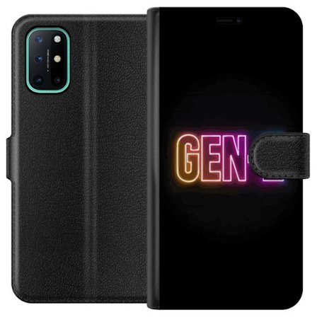 Kompatibel Tegnebogsetui til OnePlus OnePlus 8T Neontekst Gen Z i farverigt lys mod en mørk baggrund i moderne digital stil