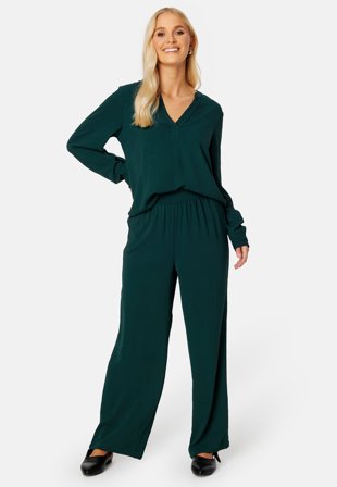 BUBBLEROOM Matilde Wide Trousers Dark green Klær