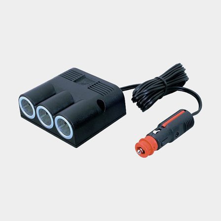 Cigarette socket & power plug Pro Car Triple Power Socket, rectangular, Ø21 mm, 12 / 24 V, 16 A, black