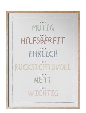 Ich Bin, Dusty Pastel - Jag Är På Tyska Home Kids Decor Posters Feelings Multi/mønstret Kunskapstavlan