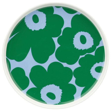 Marimekko Unikko assiett 20 cm, vit/grön/ljusblå | Dukning & Servering > Tallrikar > Assietter > Assiett | Bagaren och Kocken