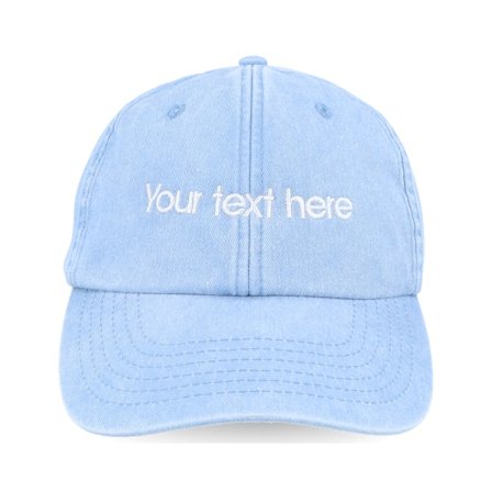 Beechfield - Blå unconstructed Caps - Washed Light Blue Dad Cap With Embroidery @ Hatstore