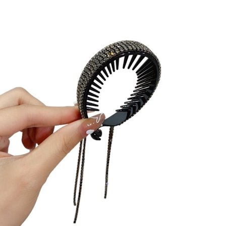 2st Crystal Rhinestone Hårklämmor Kloklämma SVART