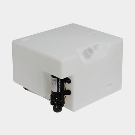 Zbiornik wody, 32 litry, z pompą ciśnieniową (12 V), 400 x 260 x 340 mm, polipropylen, biały - Jachtowa