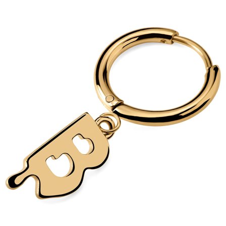 Fahrenheit | Smeltende Guldfarvet B-ørering til mænd - Hoop øreringe m. vedhæng