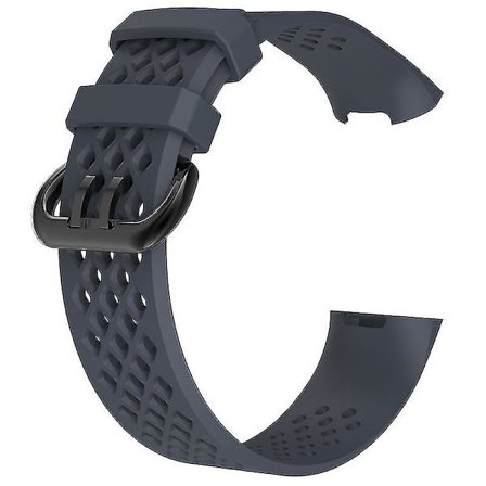 Kompatibelt Mjukt Silikon Andningsbart Armbandsur Armband Kompatibelt Fitbit Charge 3 Jikaix.S.Rock Blå