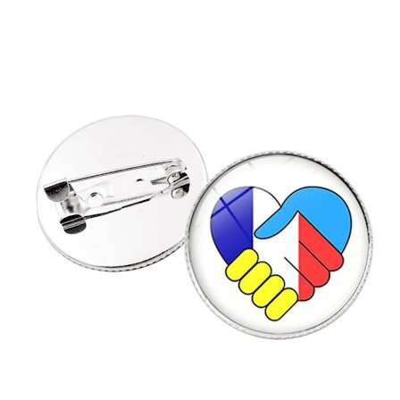 Ukraina Flaggmärke (Fred), Diameter 25mm (Stil 15)