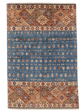 170X255 Tapis Shabargan Moderne Marron/Bleu Foncé (Laine, Afghanistan) Carpetvista