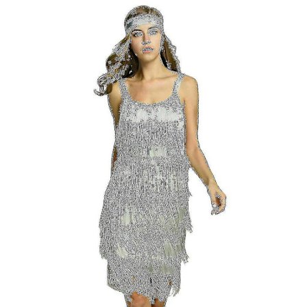 Great Gatsby Kjole 1920'erne Fest Vintage Kvast Kvinder Vipper Grå